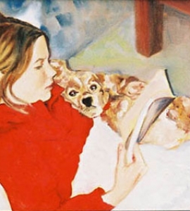 Emily reading with Frisco