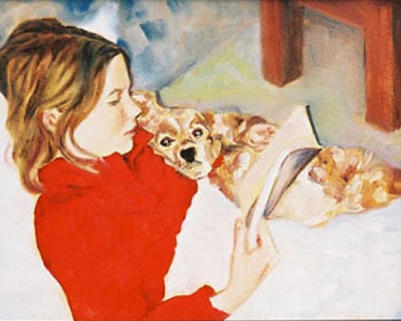 Emily reading with Frisco